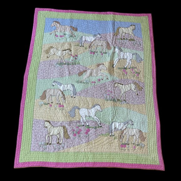 “Ponies in the Pasture” Twin-size Quilt and 2 Pillow Shams by The Company Store - Picture 12 of 14